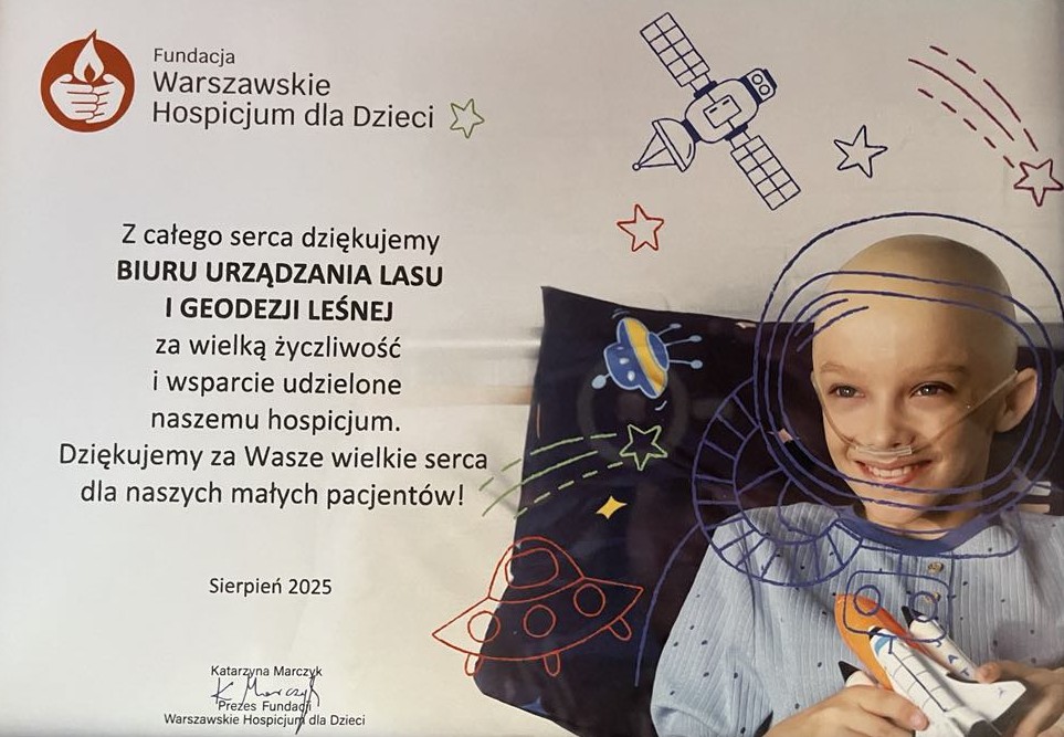 Warszawskie Hospicjum dla Dzieci dziękuje BULiGL za okazane wsparcie